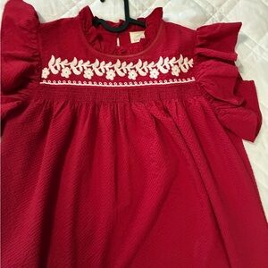 Umgee Red Dress with White Embroidery